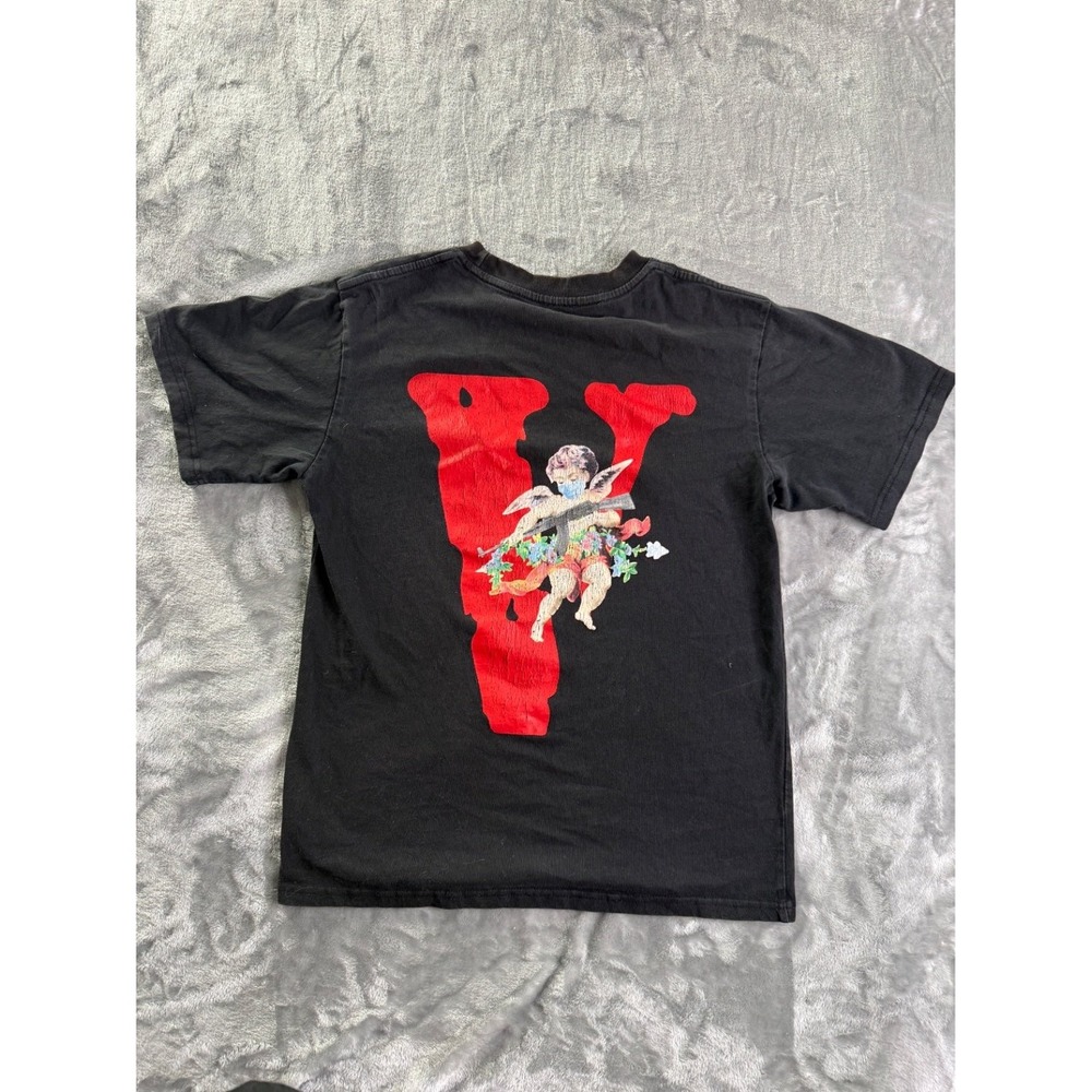 Vlone Friends Angel Cherub T-Shirt Black Cupid AK-47 Mask Graphic Streetwear S